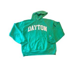 Dayton University Green Pink Hoodie Sweatshirt Champion Greek Medium